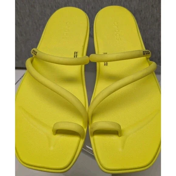 CROCS Sandals Miami Open Toe Loop Yellow Slip On flip Flop Flats Womens 9 - Picture 3 of 7